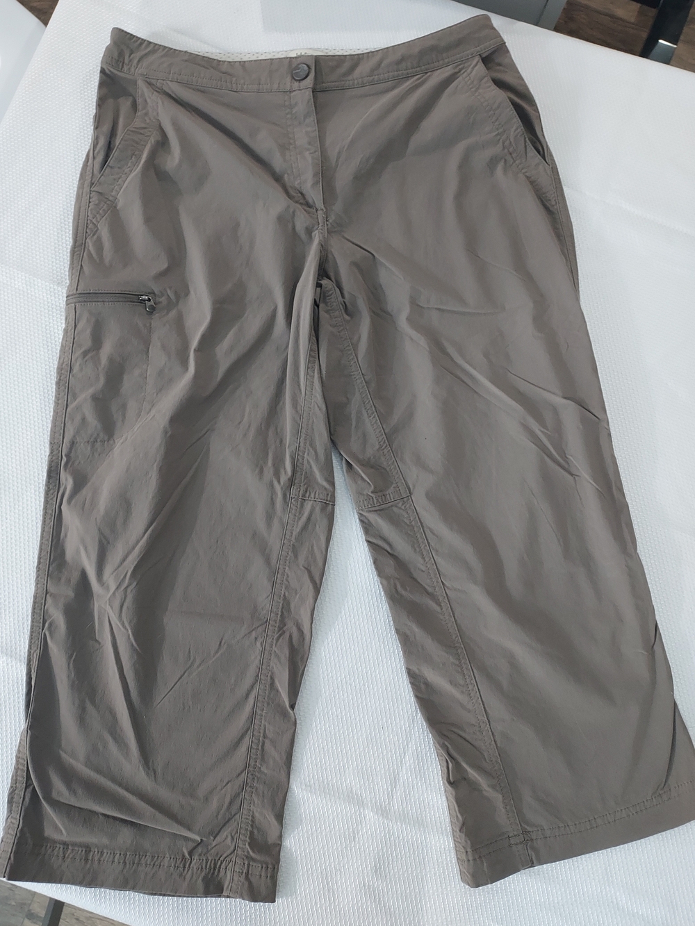 LL BEAN LADIES Cargo Travel Pants Taupe SIZE 12